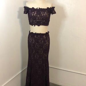 Sequin hearts. Two piece formal gown.  Size 7